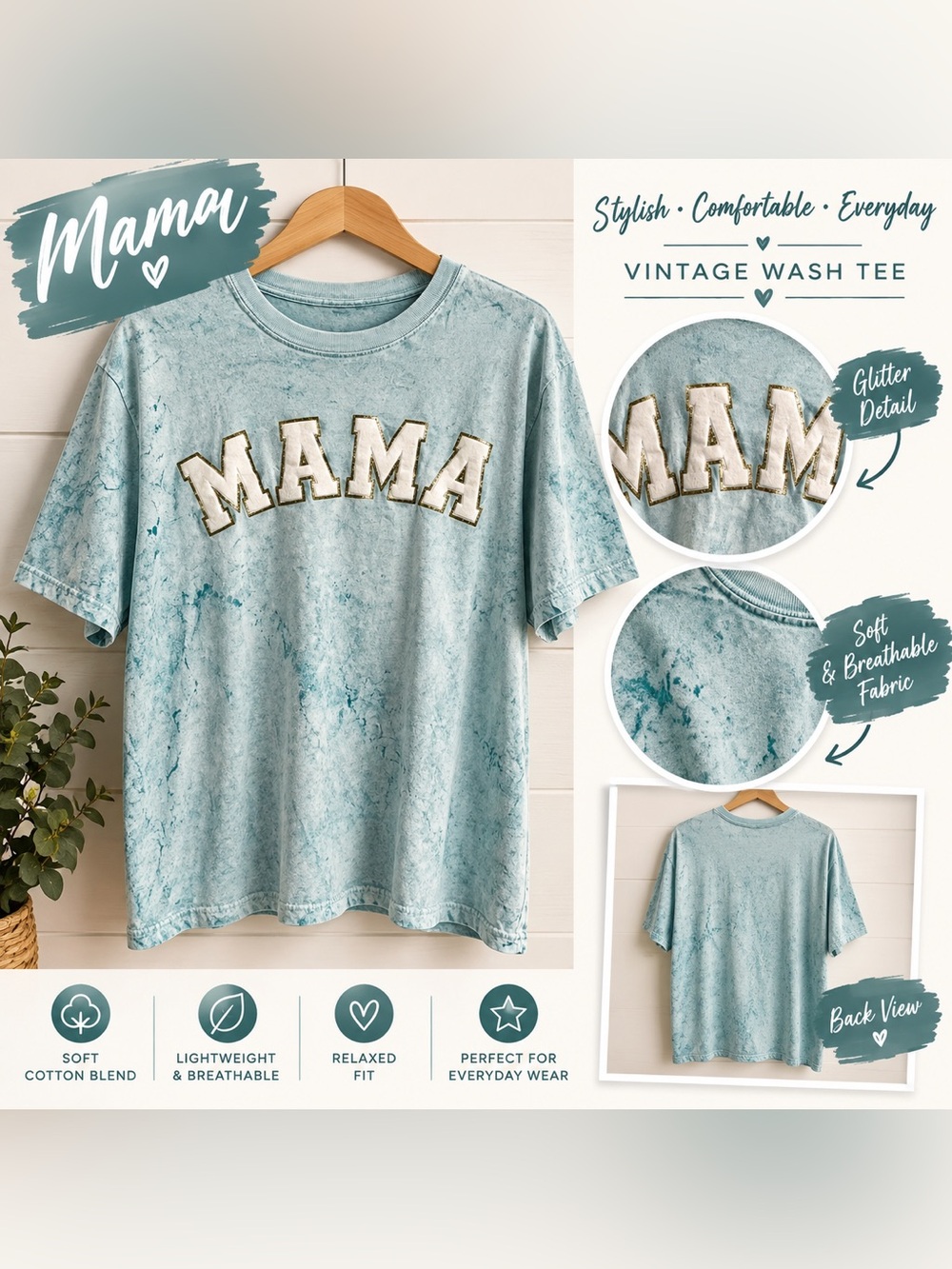 Comfort Colors Mama Graphic Tee - Light Blue  Top